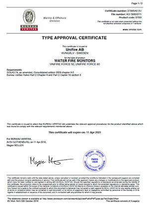 BV Certifies Unifire Force Robotic Nozzles – Type Approval Certificate Issued